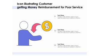 Icon illustrating customer getting money reimbursement for poor service