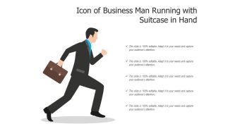 Icon of business man running with suitcase in hand