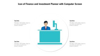 Icon of finance and investment planner with computer screen