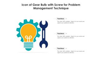 Icon of gear bulb with screw for problem management technique