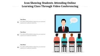 Icon showing students attending online learning class through video conferencing