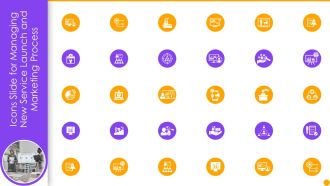 Icons Slide For Managing New Service Launch And Marketing Process