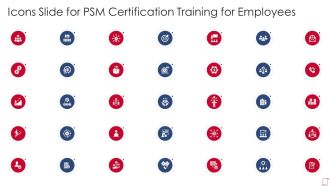 Icons slide for psm certification training for employees