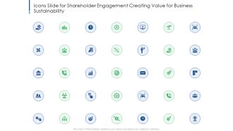 Icons slide for shareholder engagement creating value for business sustainability