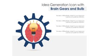 Idea generation icon with brain gears and bulb