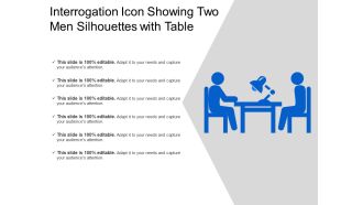 Interrogation icon showing two men silhouettes with table