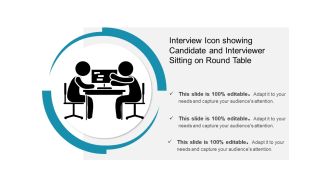Interview icon showing candidate and interviewer sitting on round table