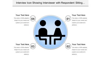 Interview icon showing interviewer with respondent sitting around table