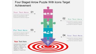 Jp four staged arrow puzzle with icons target achievement flat powerpoint design