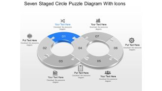 Kd seven staged circle puzzle diagram with icons powerpoint template