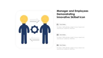 Manager and employees demonstrating innovative skillset icon
