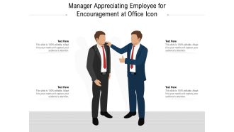 Manager appreciating employee for encouragement at office icon