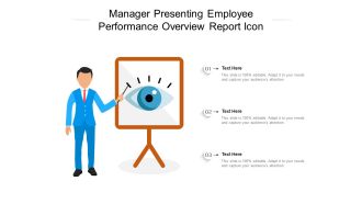 Manager presenting employee performance overview report icon