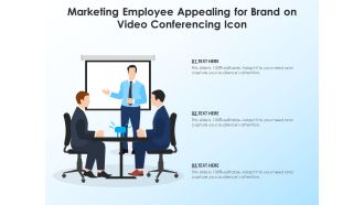 Marketing employee appealing for brand on video conferencing icon