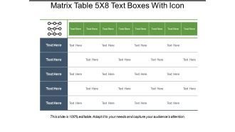 Matrix table 5x8 text boxes with icon