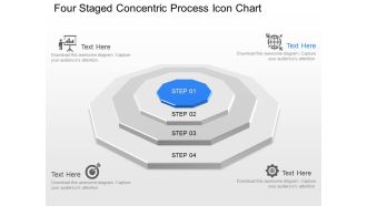 Md four staged concentric process icon chart powerpoint template slide