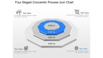 Md four staged concentric process icon chart powerpoint template slide