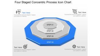 Md four staged concentric process icon chart powerpoint template slide