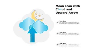 Moon icon with cloud and upward arrow