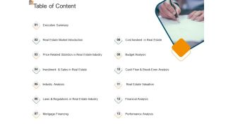 Mortgage analysis table of content ppt powerpoint presentation icon graphics