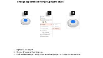 Mu three staged concentric process icon chart powerpoint template slide