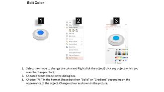 Mu three staged concentric process icon chart powerpoint template slide