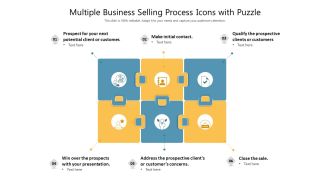 Multiple business selling process icons with puzzle