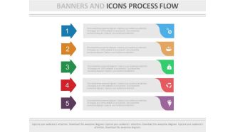 New five staged banners and icons for process flow flat powerpoint design
