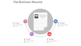 New resume with four icons for introduction flat powerpoint design