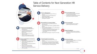 Next generation hr service delivery table of contents for next generation hr service delivery ppt icon