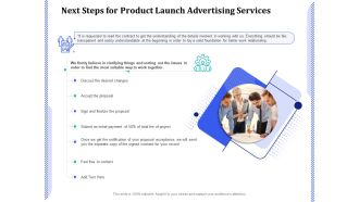 Next steps for product launch advertising services ppt powerpoint presentation icon picture