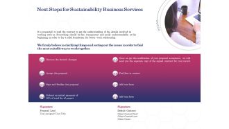 Next steps for sustainability business services ppt powerpoint presentation icon outfit