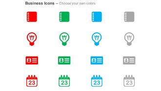 Notepad bulb identity card calender ppt icons graphics