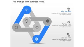 Nu two triangle with business icons powerpoint temptate