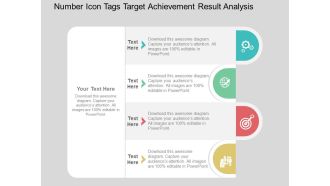Number icon tags target achievement result analysis flat powerpoint design