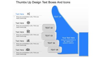 Of thumbs up design text boxes and icons powerpoint template