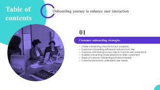 Onboarding Journey To Enhance User Interaction Table Of Contents Ppt Icons