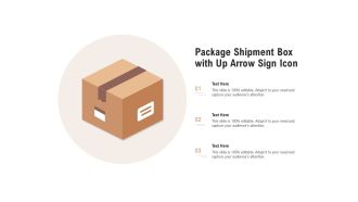 Package shipment box with up arrow sign icon