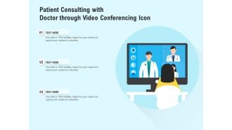 Patient consulting with doctor through video conferencing icon