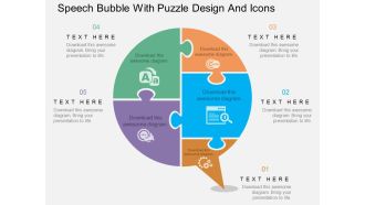 Ph speech bubble with puzzle design and icons flat powerpoint design