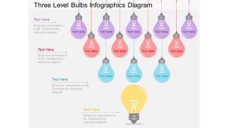 Pj three level bulbs infographics diagram flat powerpoint design