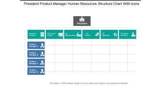 President product manager human resources structure chart with icons