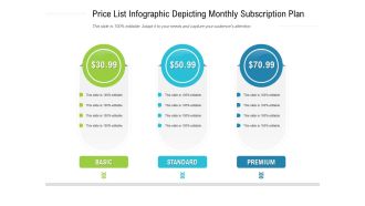 Price list depicting monthly subscription plan infographic template