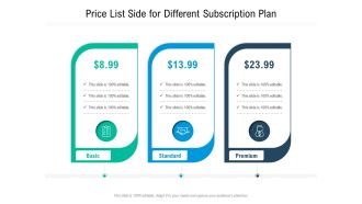 Price list side for different subscription plan infographic template