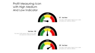 Profit measuring icon with high medium and low indicator