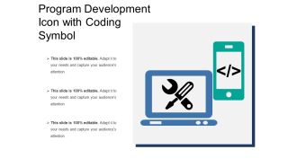 Program development icon with coding symbol