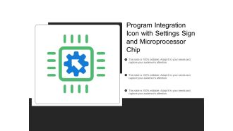 Program integration icon with settings sign and microprocessor chip