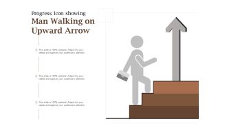 Progress icon showing man walking on upward arrow