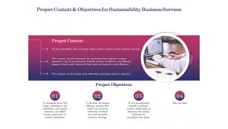 Project context and objectives for sustainability business services ppt powerpoint icon
