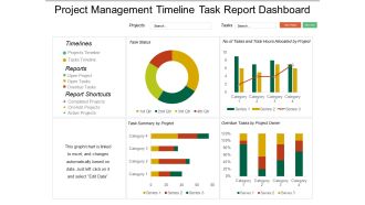 Project management timeline task report dashboard snapshot